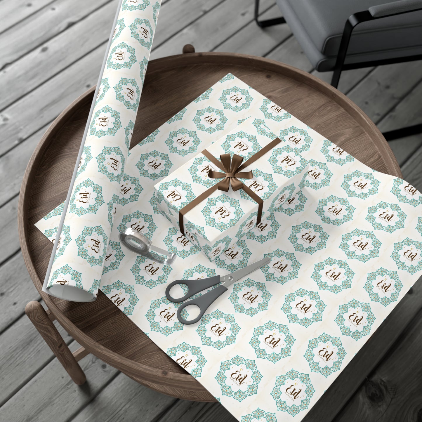 Wrapping Paper - Eid Mubarak Islamic Art Crescent Moon Stars Floral and Masjid Gift Wrap Papers