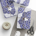 Islamic Mandala Gift Wrapping Paper – Elegant Blue & White Arabesque Design for Eid, Ramadan & Special Occasions back view – 