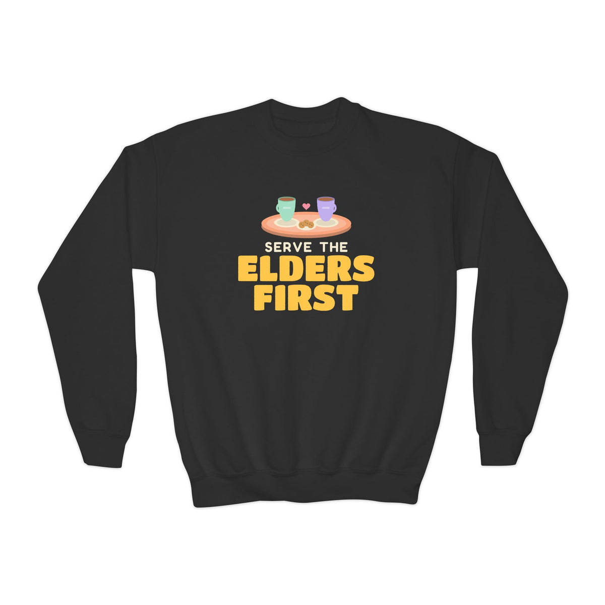 Elders First Ramadan Kids Sweatshirt | Adab Kids Serve The Elders First Respect Tea Tray Muslim | AdabStars Islamic Kids Apparel