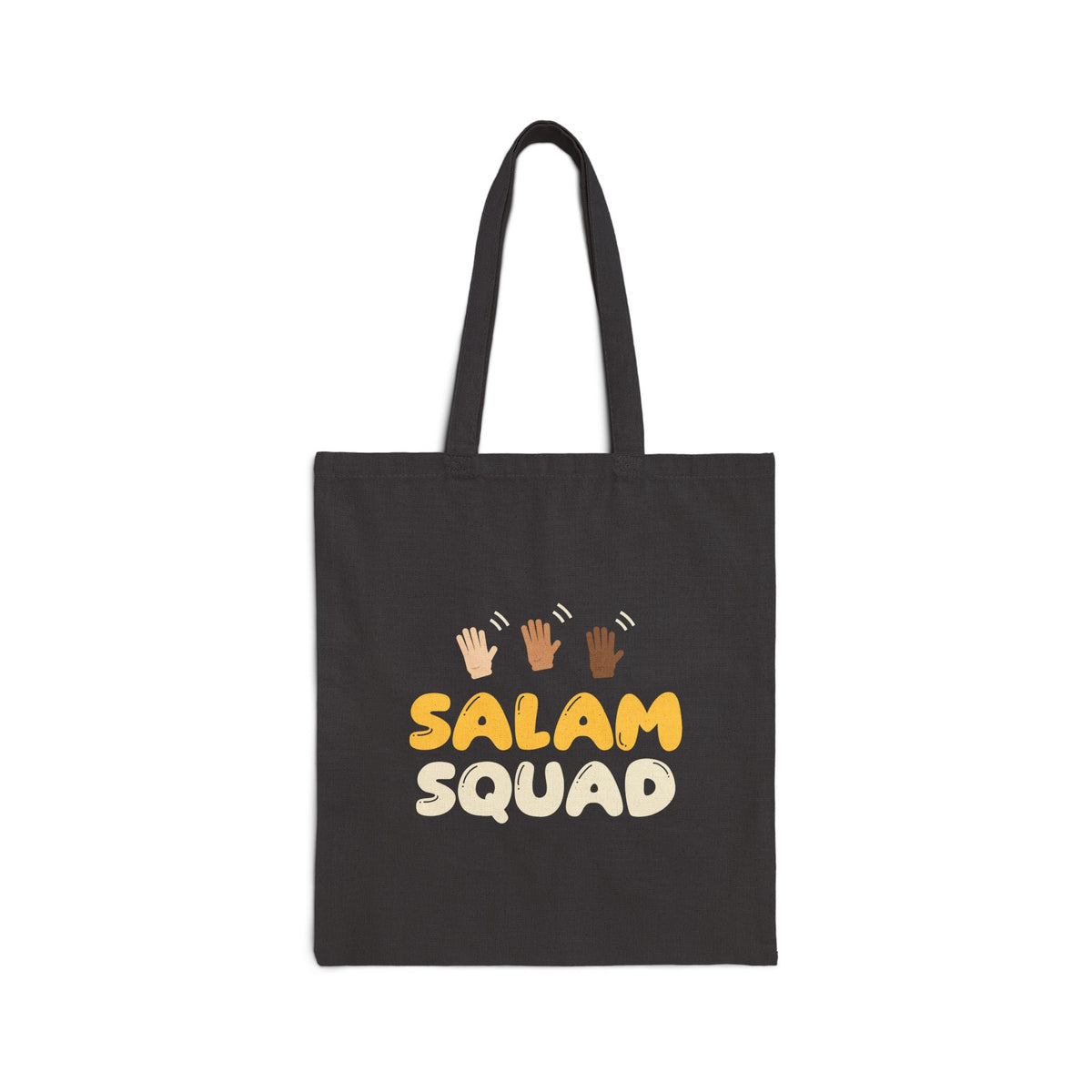 Salam Squad Canvas Tote Bag in Black, one-sided print – AdabStars
