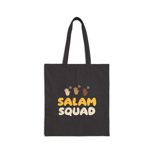 Salam Squad Canvas Tote Bag in Black, one-sided print – AdabStars
