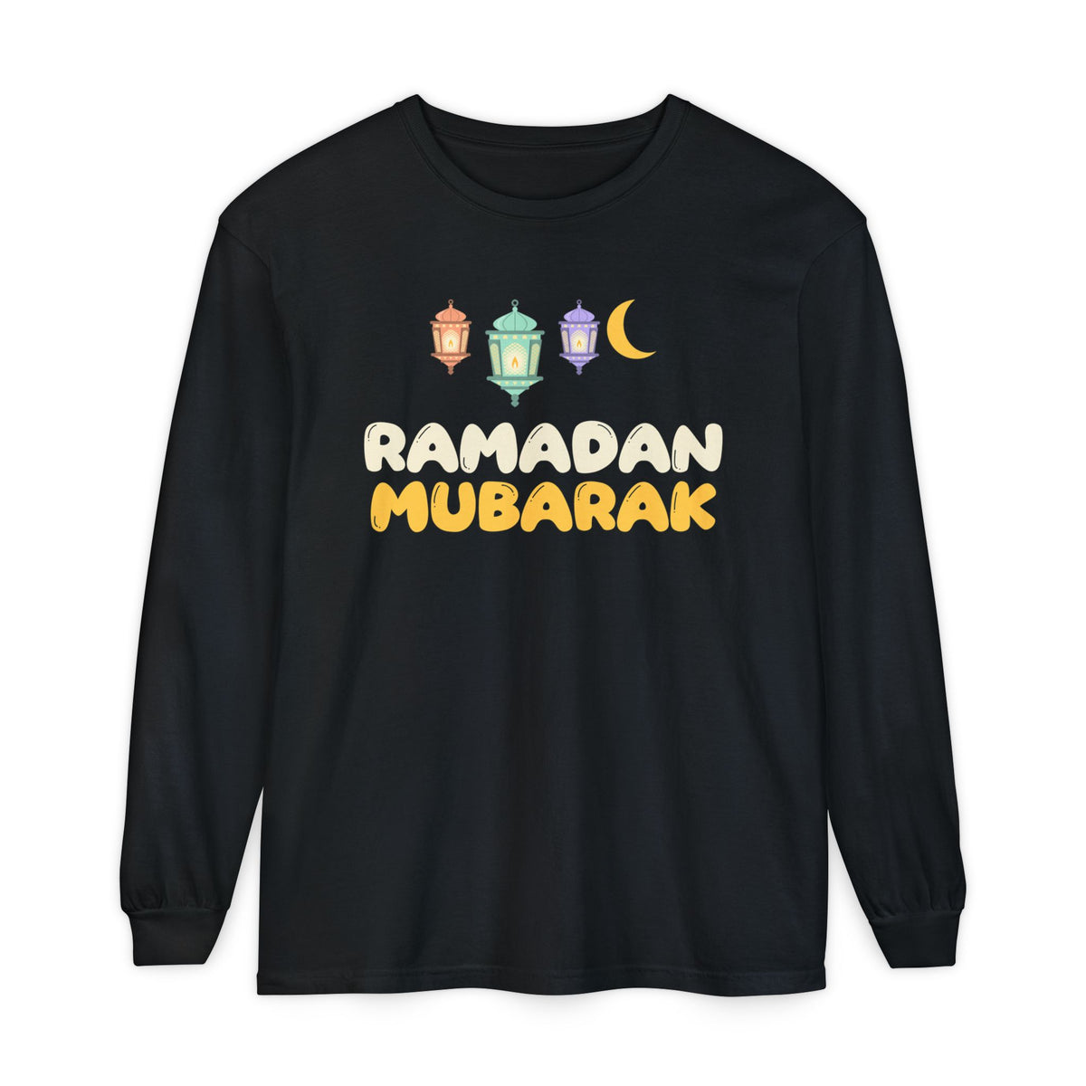 Ramadan Mubarak Lanterns Long Sleeve Shirt | Kids Lanterns Crescent Family Matching | AdabStars Islamic Apparel