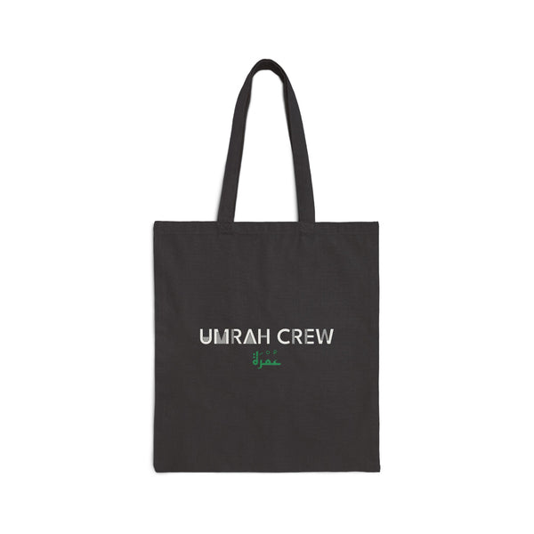 Umrah Crew Arabic and English Canvas Tote Bag in Black, one-sided print – AdabStars