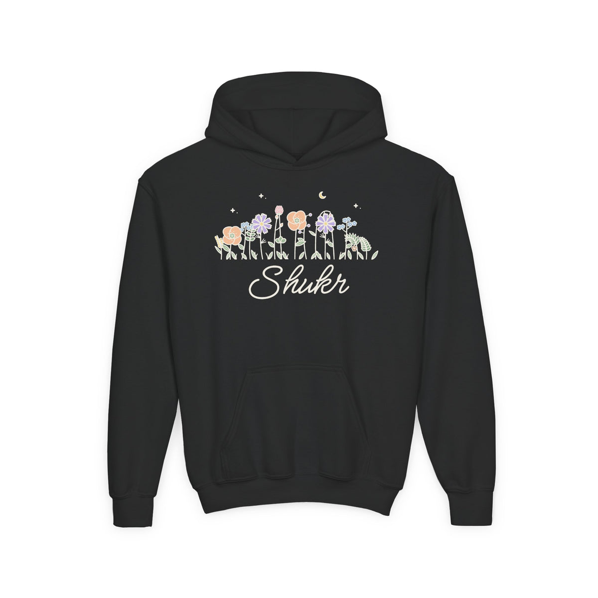 Shukr Meadow Flowers Islamic Kids Hoodie in Black – AdabStars