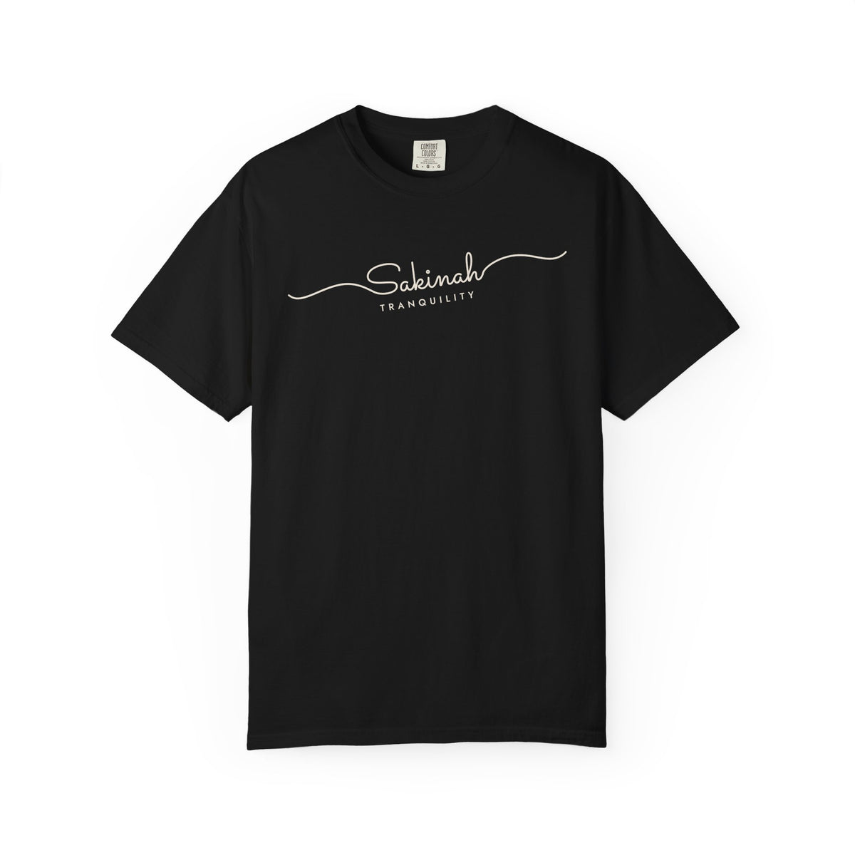 Sakinah Fine Line Script Islamic Heavyweight T-Shirt in Black – AdabStars