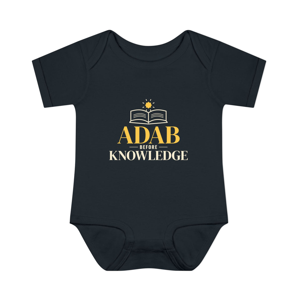 Adab Before Knowledge Islamic Baby Bodysuit in Black – AdabStars