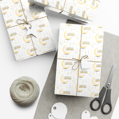 Wrapping Paper - Eid Mubarak in Arabic Crescent Moon and Stars Gift Wrap Papers