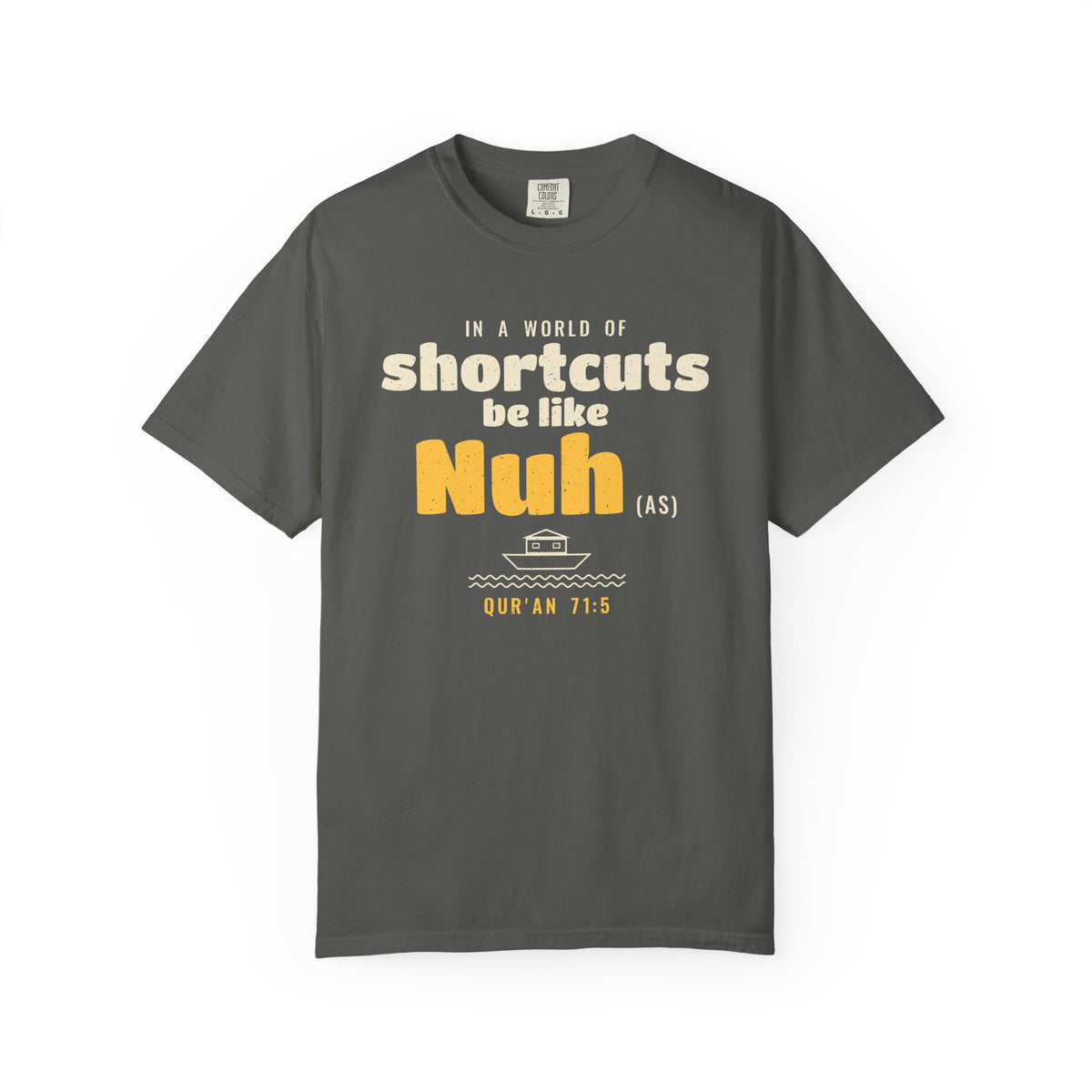 Be Like Nuh (AS) Heavyweight Tee, Front Print | Prophet Nuh (Noah) Perseverance Story | AdabStars