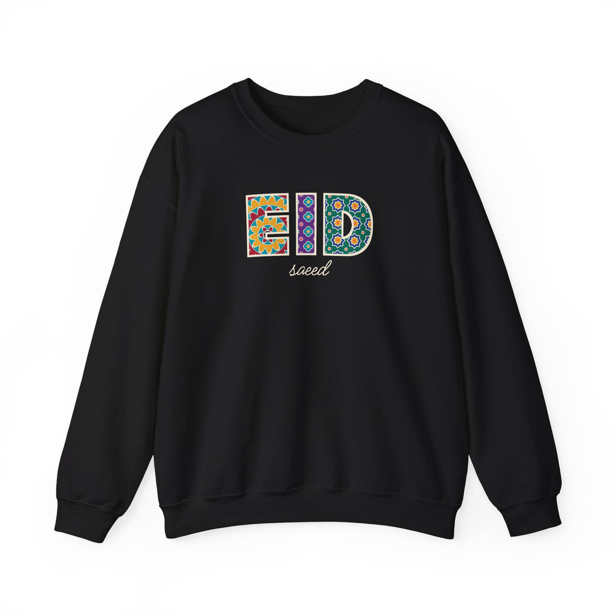 Eid Saeed Patterned Letters Crewneck Sweatshirt in Black – AdabStars