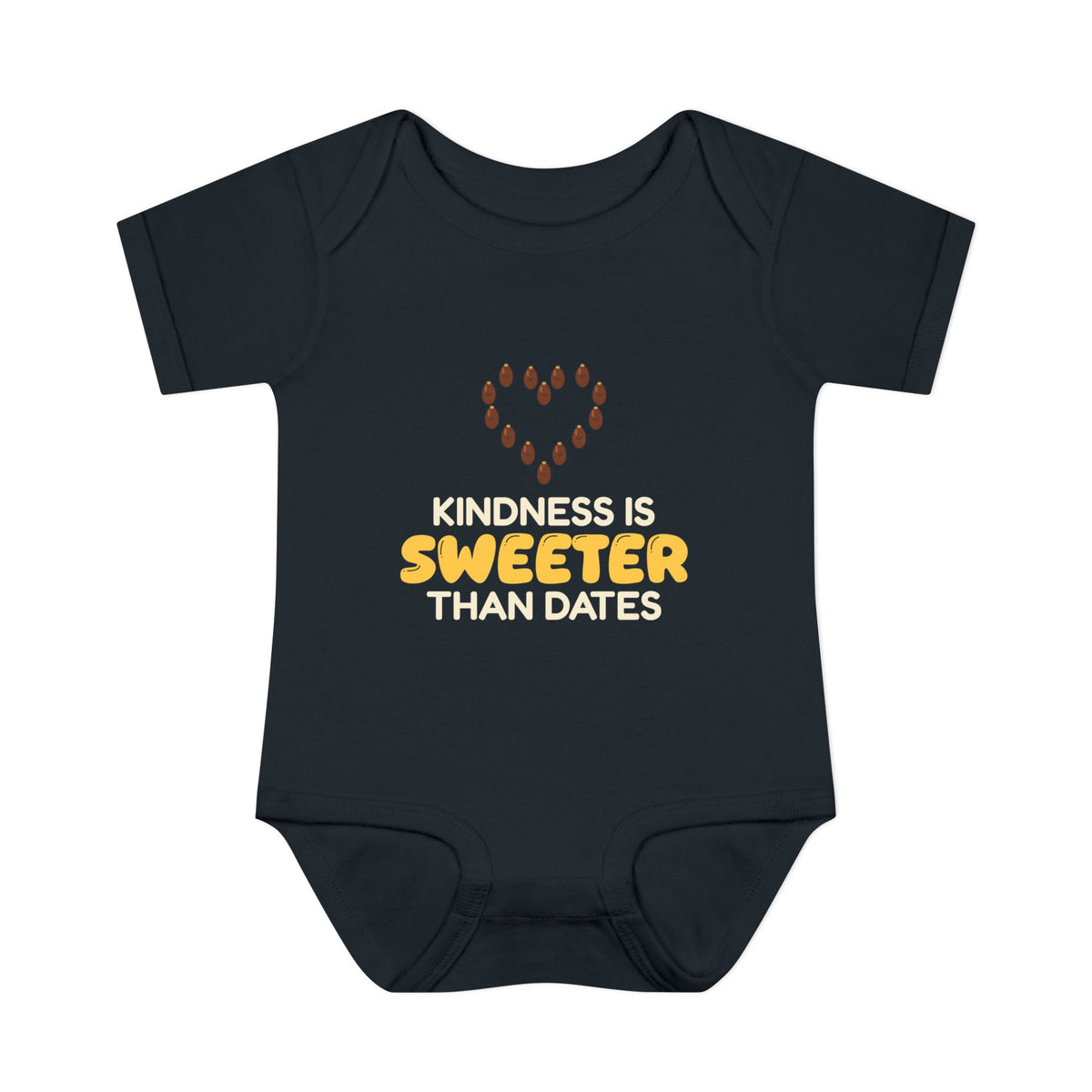 Kindness Is Sweeter Than Dates Ramadan Baby Bodysuit in Black – AdabStars