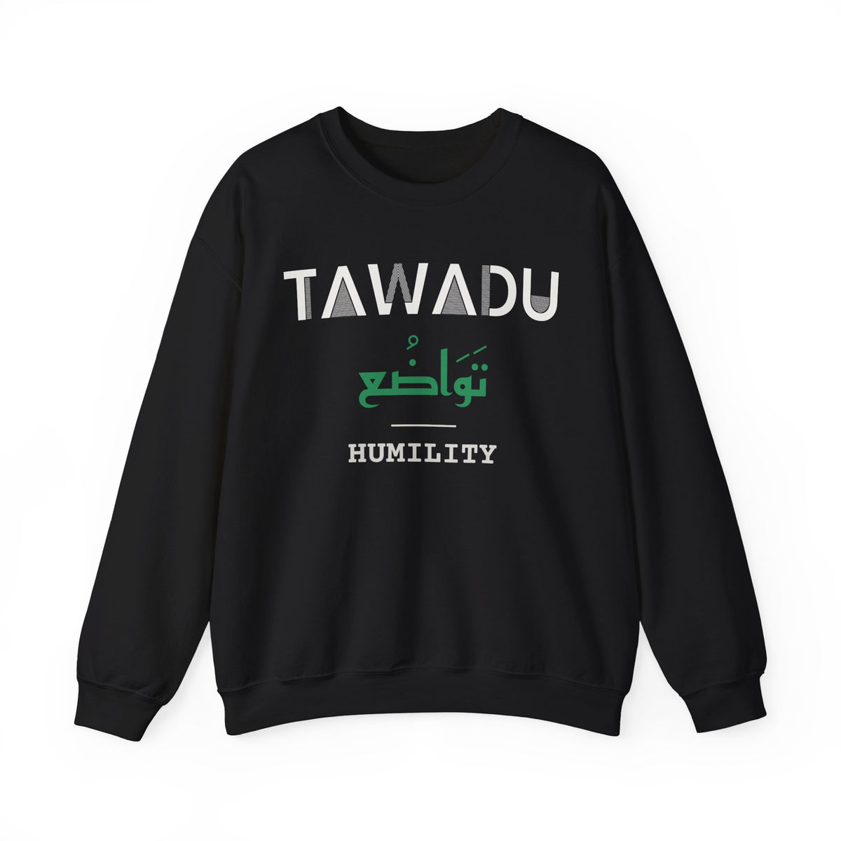 Tawadu Dual Language with English Meaning Islamic Crewneck Sweatshirt in Black – AdabStars