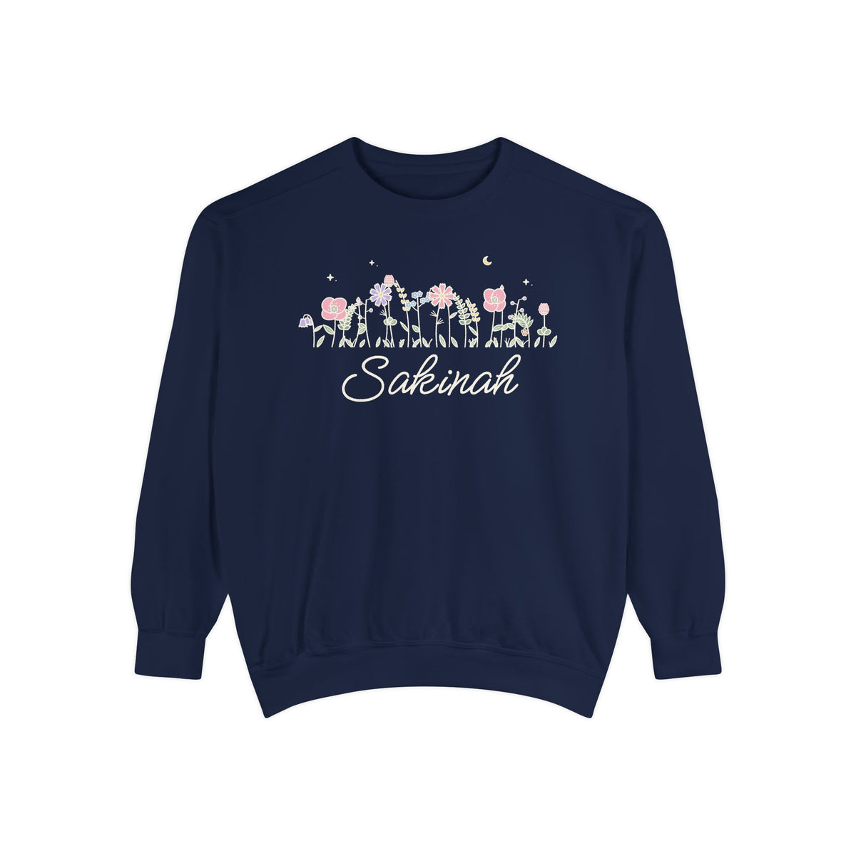 Sakinah Meadow Flowers Premium Sweatshirt in True Navy – AdabStars