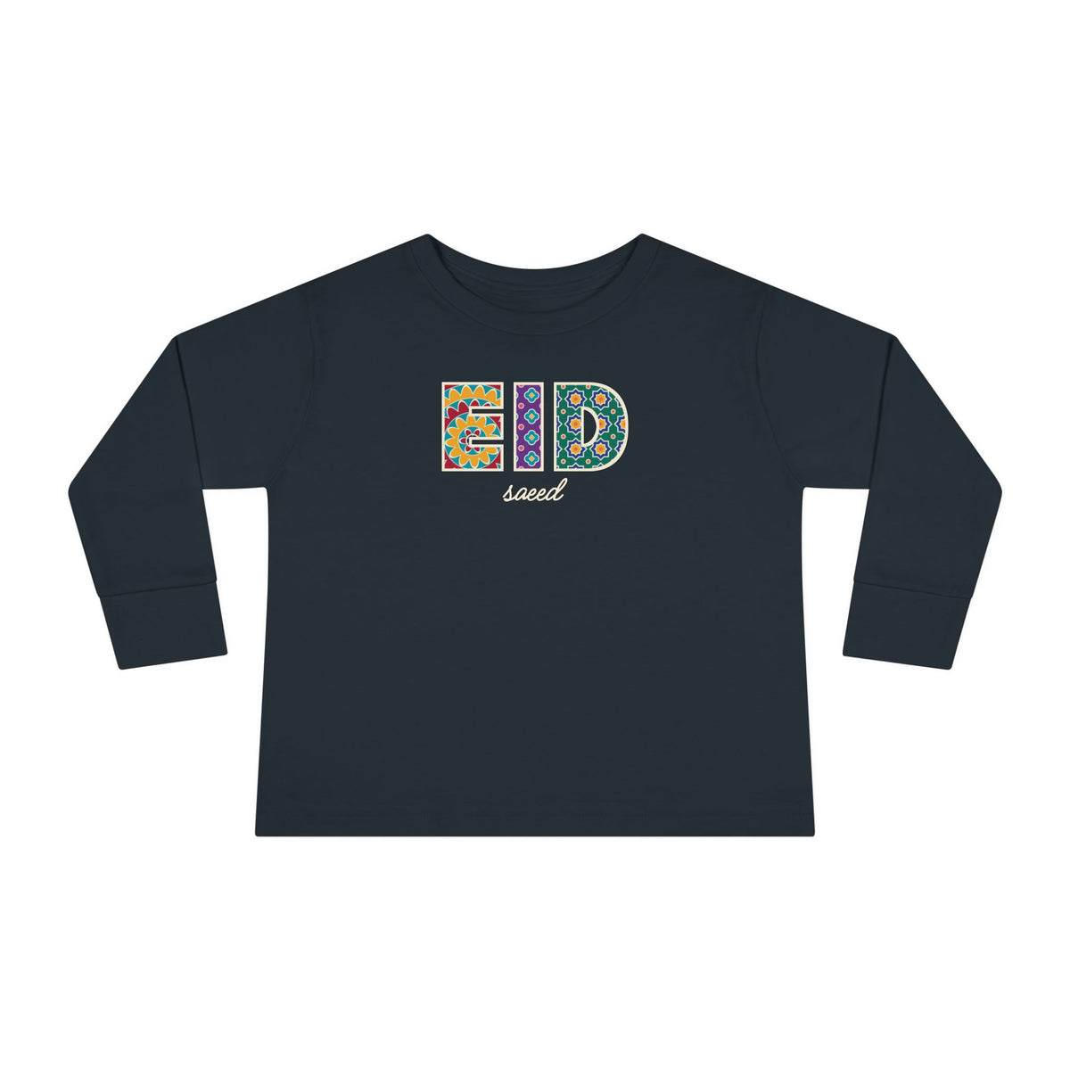 Eid Saeed Patterned Letters Toddler Toddler Long Sleeve Shirt in Black – AdabStars