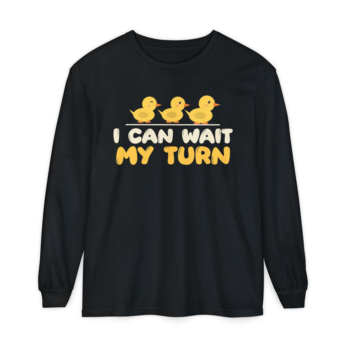 Wait My Turn Ramadan Long Sleeve Shirt | Adab Kids I Can Wait My Turn Patience Ducklings In a Row | AdabStars Islamic Kids Apparel