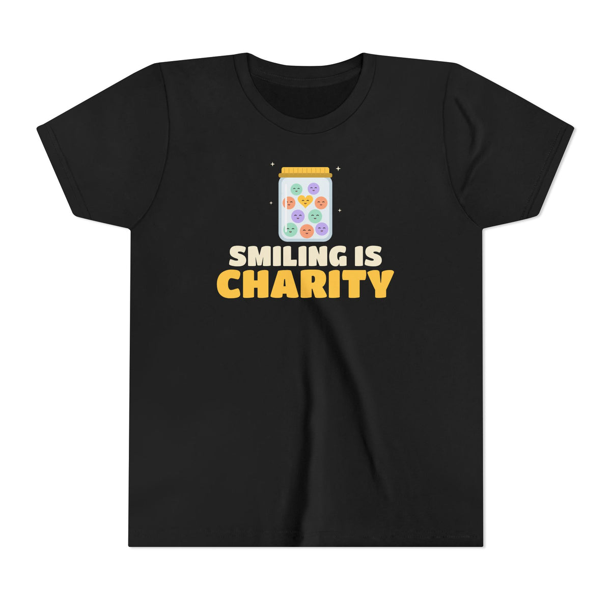 Smiling Is Charity Jar Islamic Kids T-Shirt in Black – AdabStars