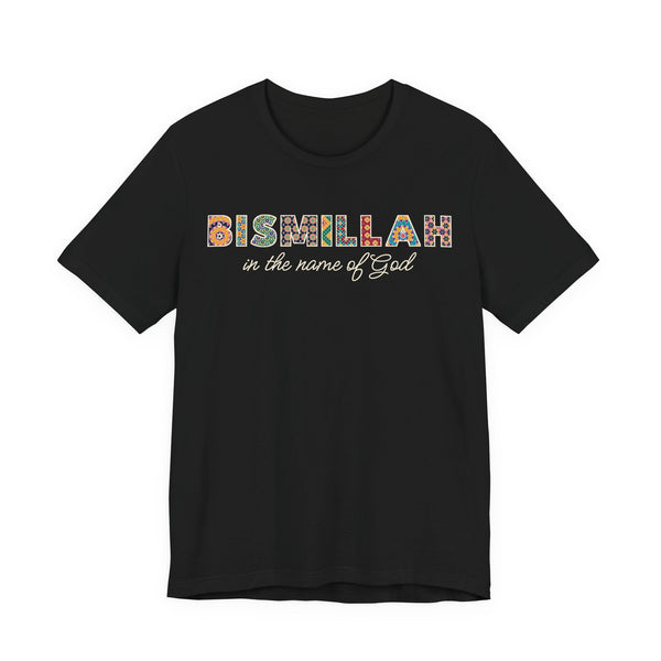 Bismillah Patterned Letters Islamic Unisex T-Shirt in Black – AdabStars