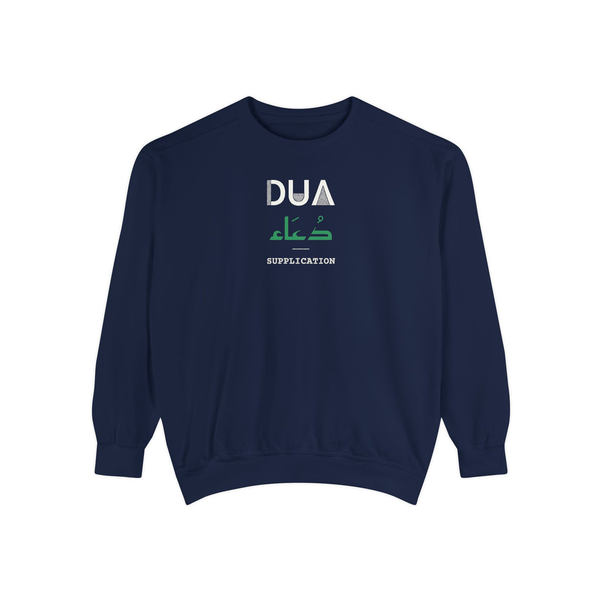 Dua Dual Language with English Meaning Islamic Premium Sweatshirt in True Navy – AdabStars