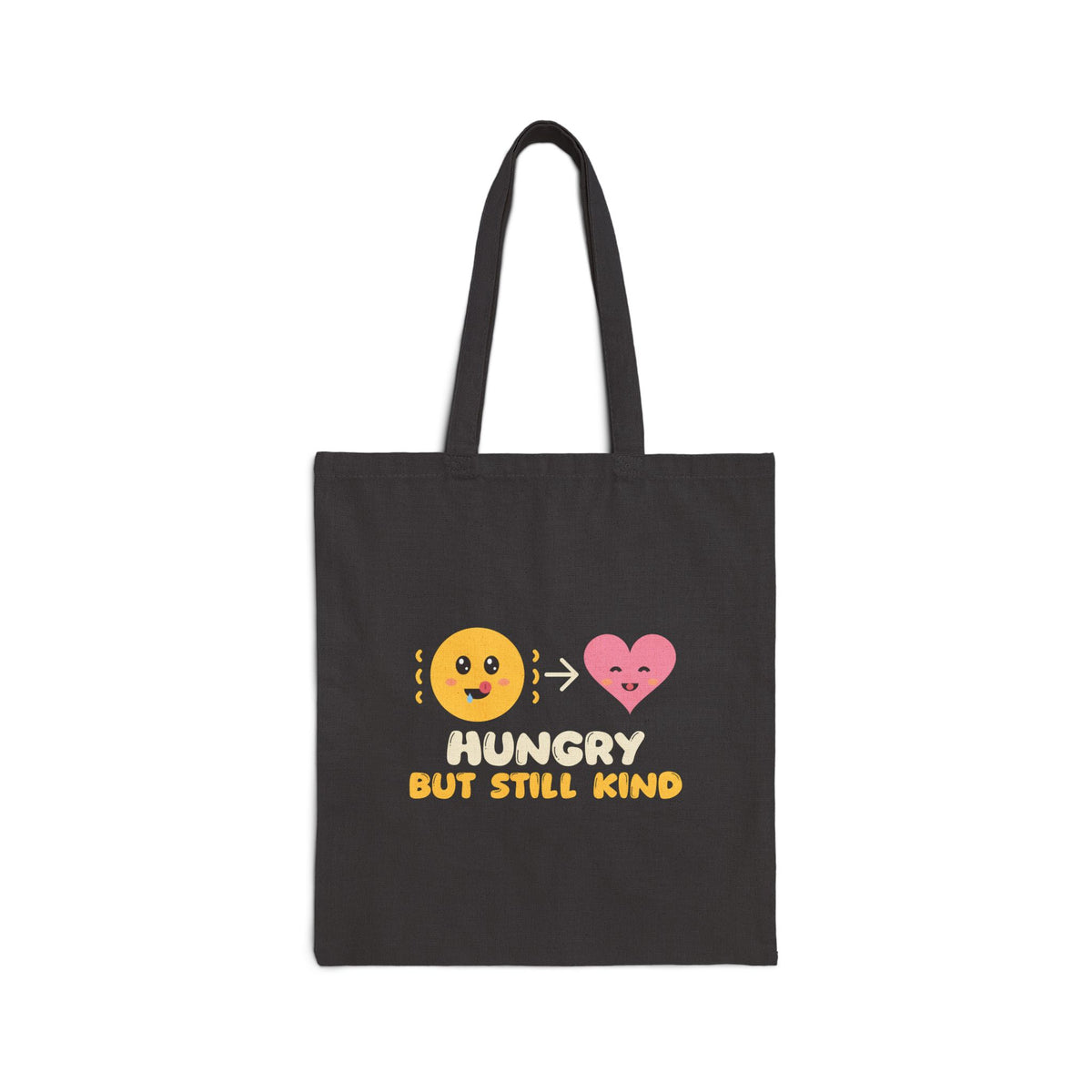 Hungry But Still Kind Canvas Tote Bag in Black, double-sided print – AdabStars