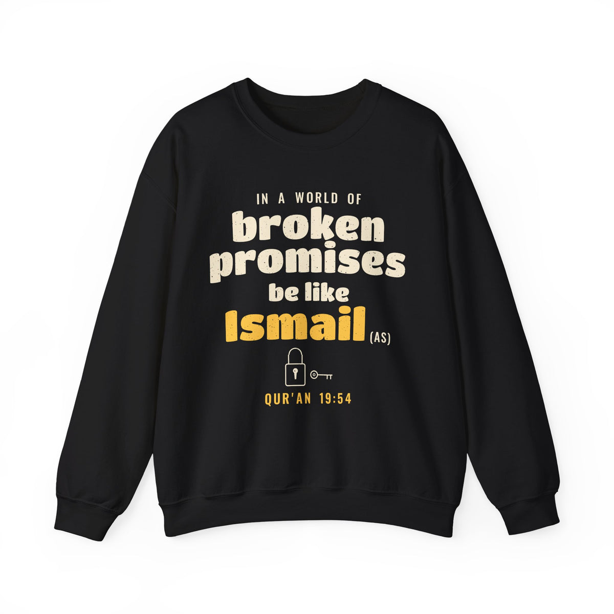 Be Like Ismail (AS) Crewneck Sweatshirt in Black, front and back print – AdabStars