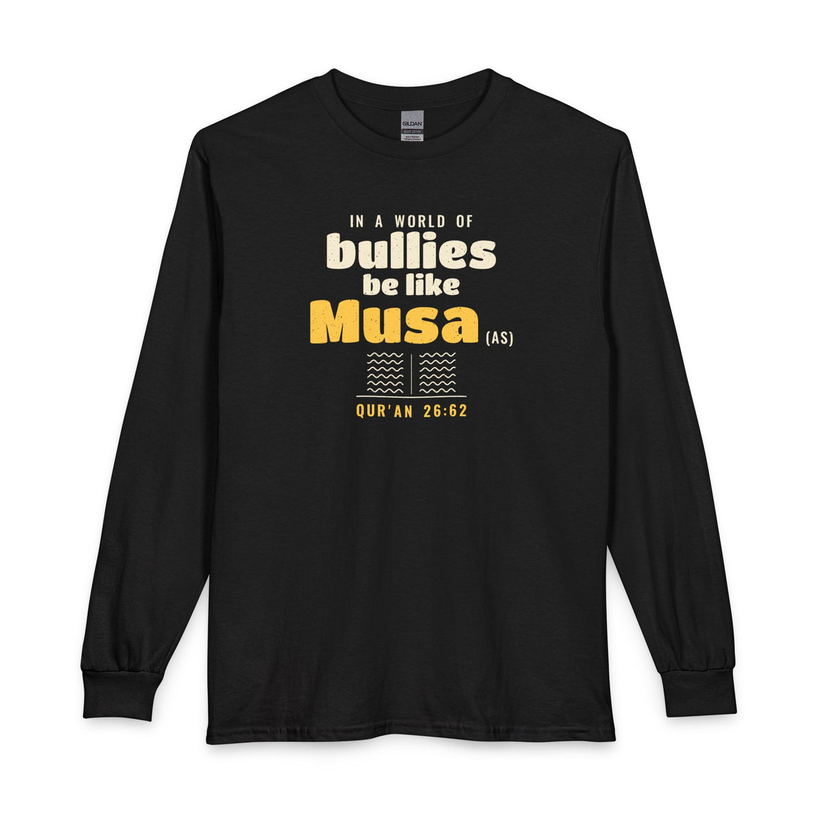 Be Like Musa (AS) Long Sleeve Shirt in Black, front and back print – AdabStars