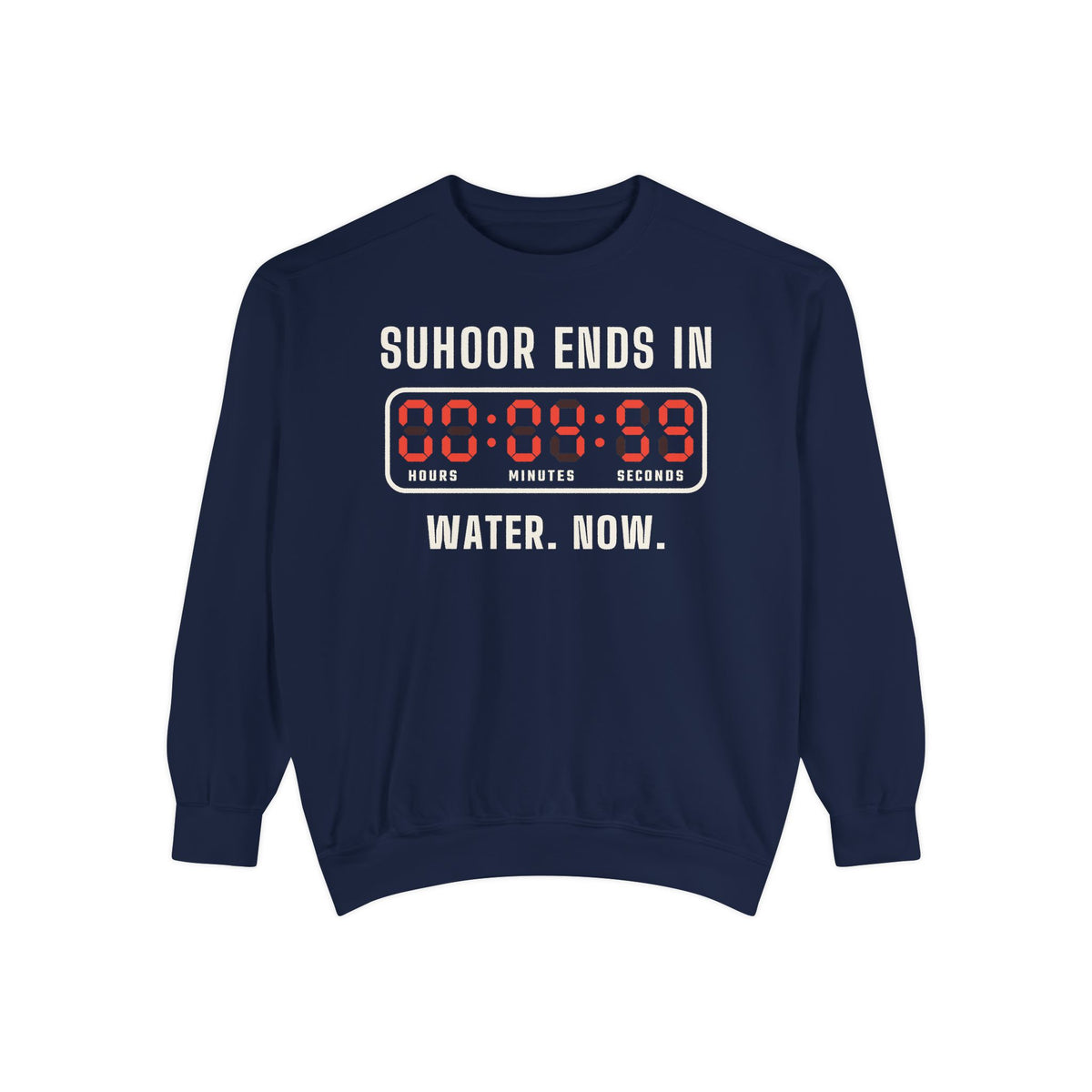 Suhoor Ends In 00:04:59 Premium Sweatshirt in True Navy – AdabStars