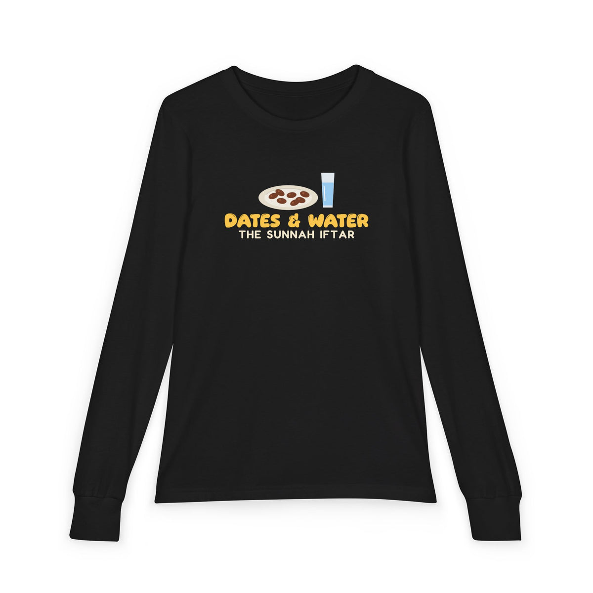 Dates and Water Sunnah Iftar Kids Kids Long Sleeve Shirt in Black – AdabStars
