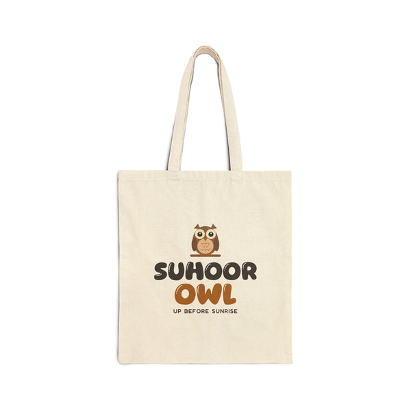 Suhoor Owl Canvas Tote Bag in Natural, double-sided print – AdabStars