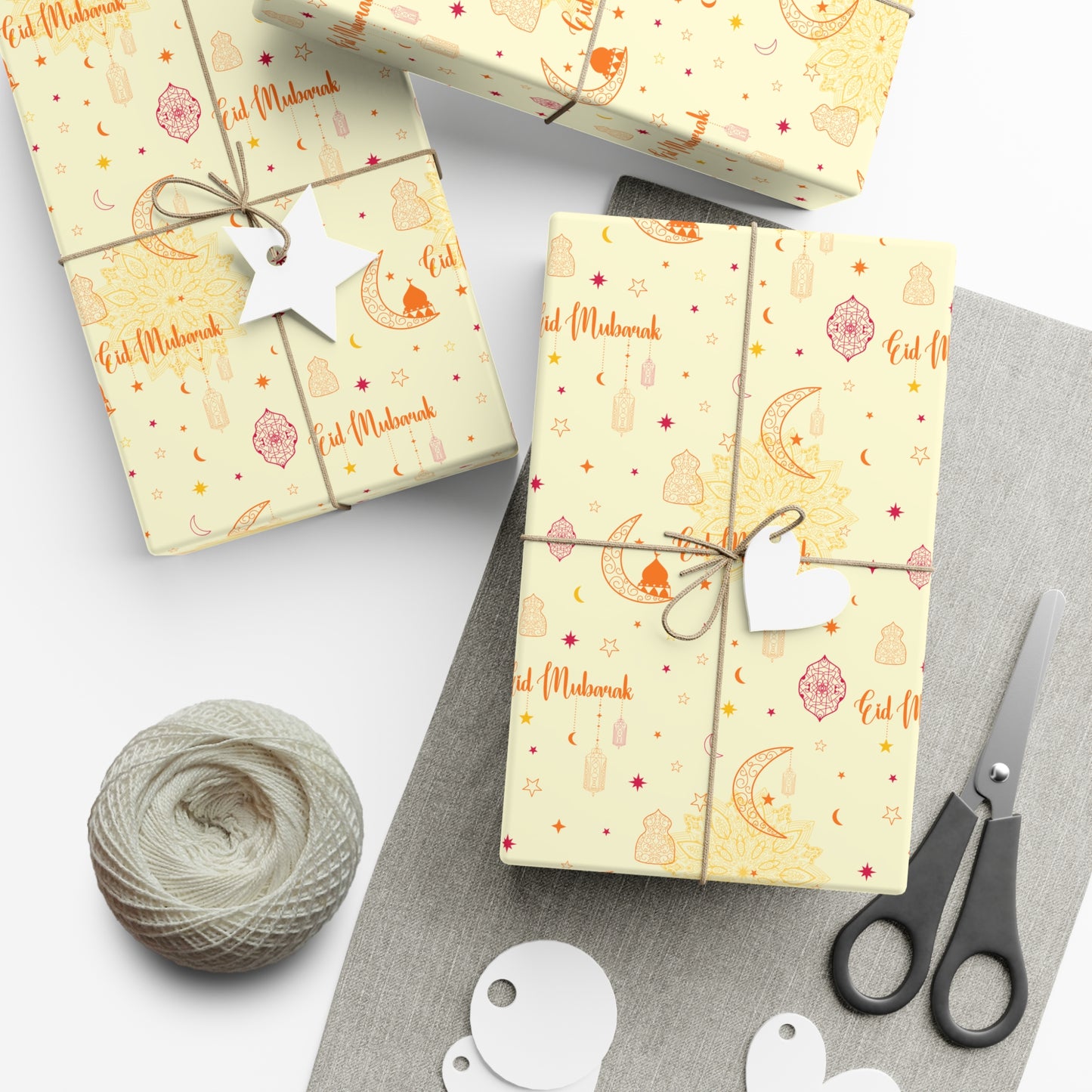 Wrapping Paper - Eid Mubarak Crescent Moon and Lanterns Gift Wrap Paper