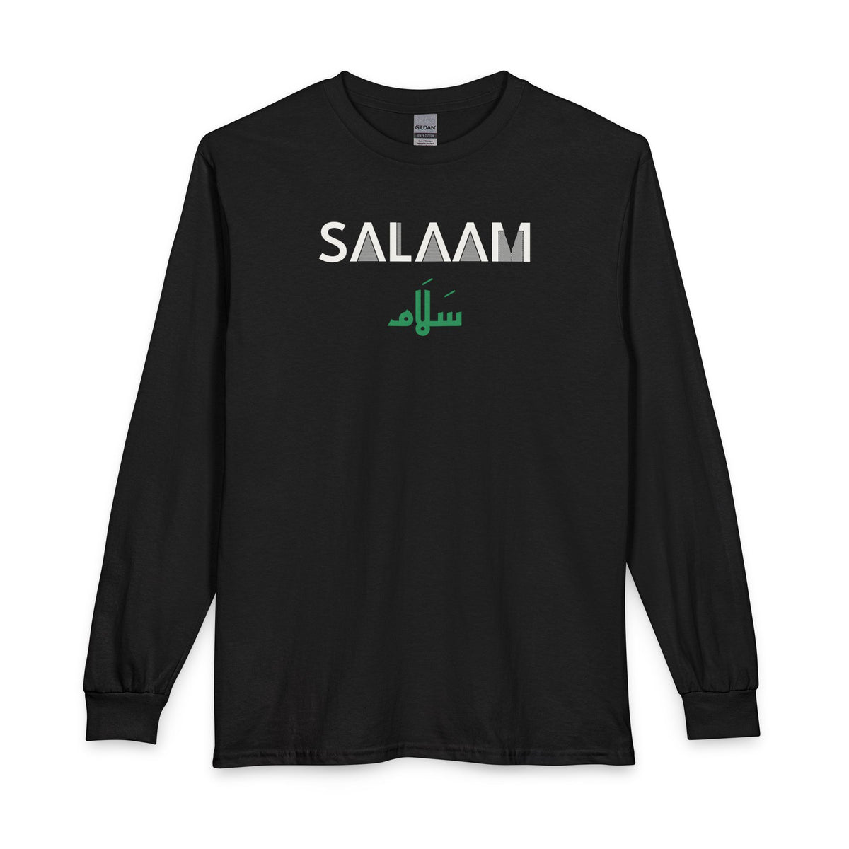 Salaam Dual Language Islamic Long Sleeve Shirt in Black – AdabStars
