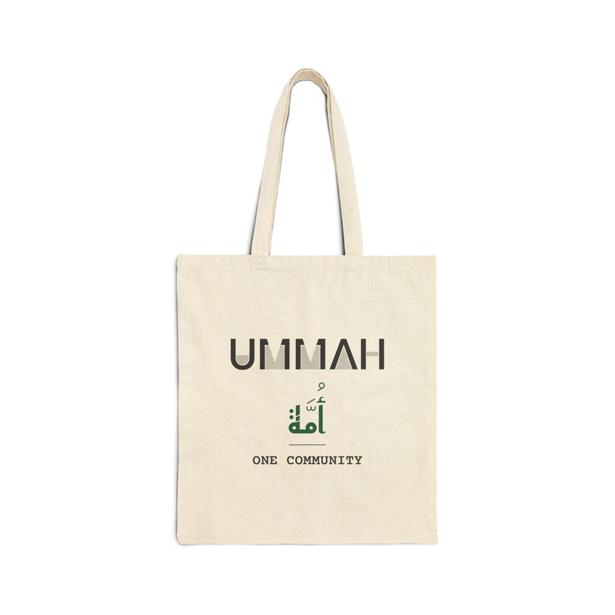 Ummah Dual Language with English Meaning Islamic Canvas Tote Bag in Natural, one-sided print – AdabStars