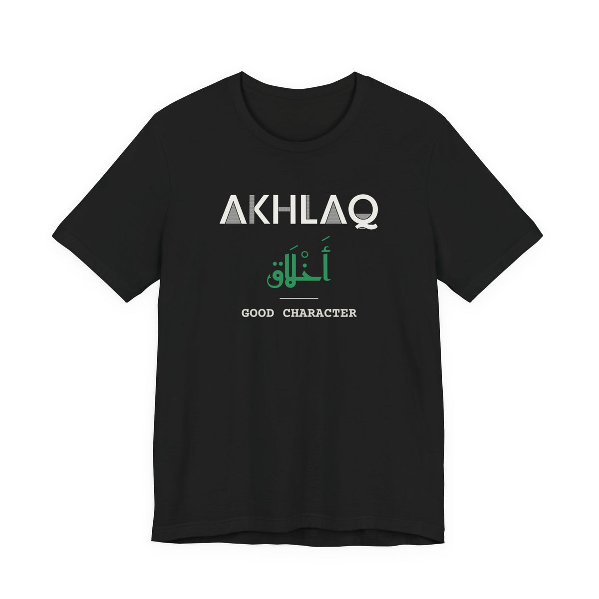 Akhlaq Dual Language with English Meaning Islamic Unisex T-Shirt in Black – AdabStars