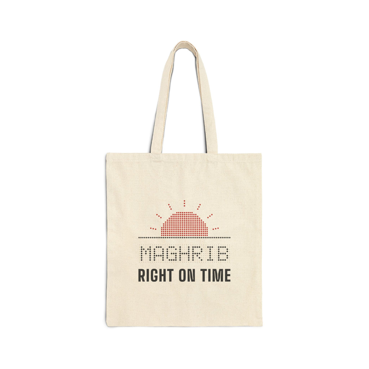 Maghrib: Right on Time Islamic Canvas Tote Bag in Natural, double-sided print – AdabStars