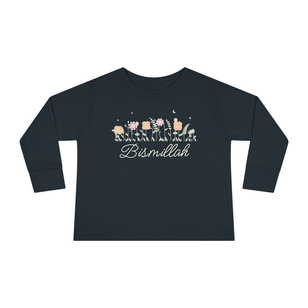 Bismillah Meadow Flowers Islamic Toddler Toddler Long Sleeve Shirt in Black – AdabStars