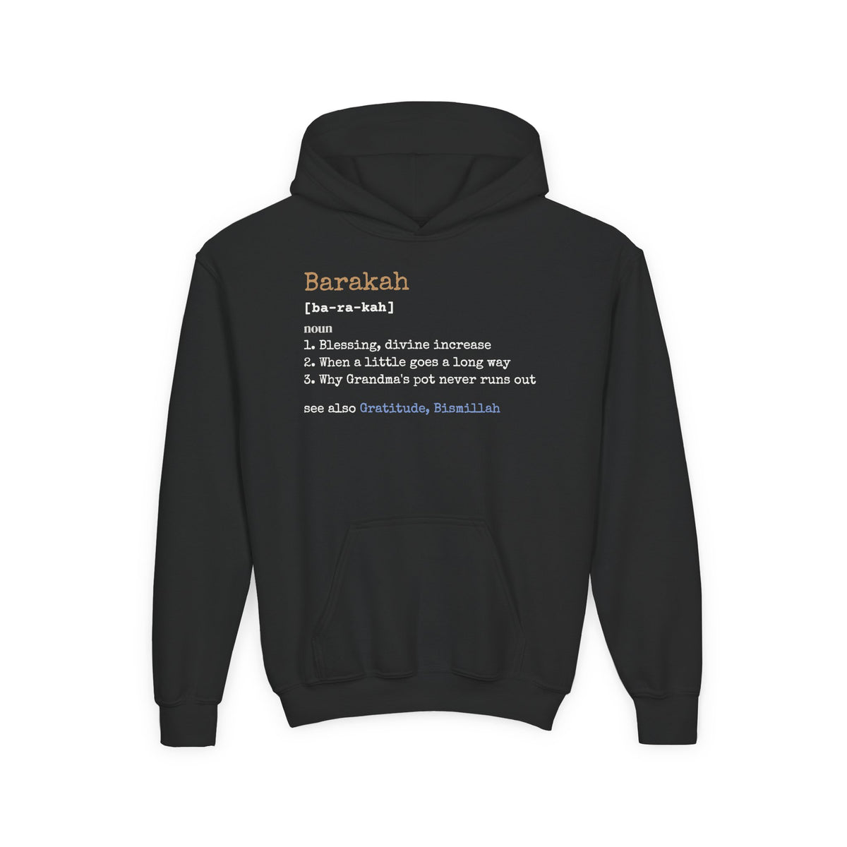 Barakah Definition Islamic Kids Hoodie in Black – AdabStars