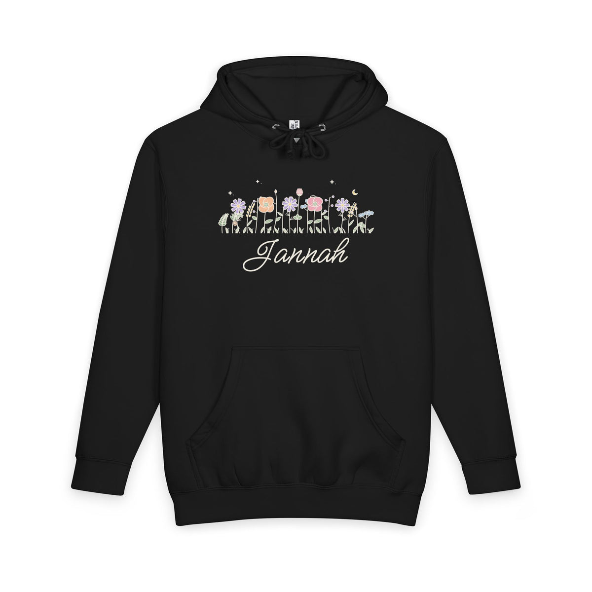 Jannah Meadow Flowers Islamic Heavyweight Premium Heavyweight Hoodie in Black – AdabStars