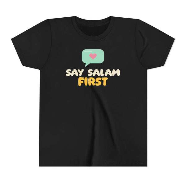 Say Salam First Islamic Kids Tee | Muslim Kids Islamic Manners Speech Bubble | AdabStars Islamic Kids Apparel
