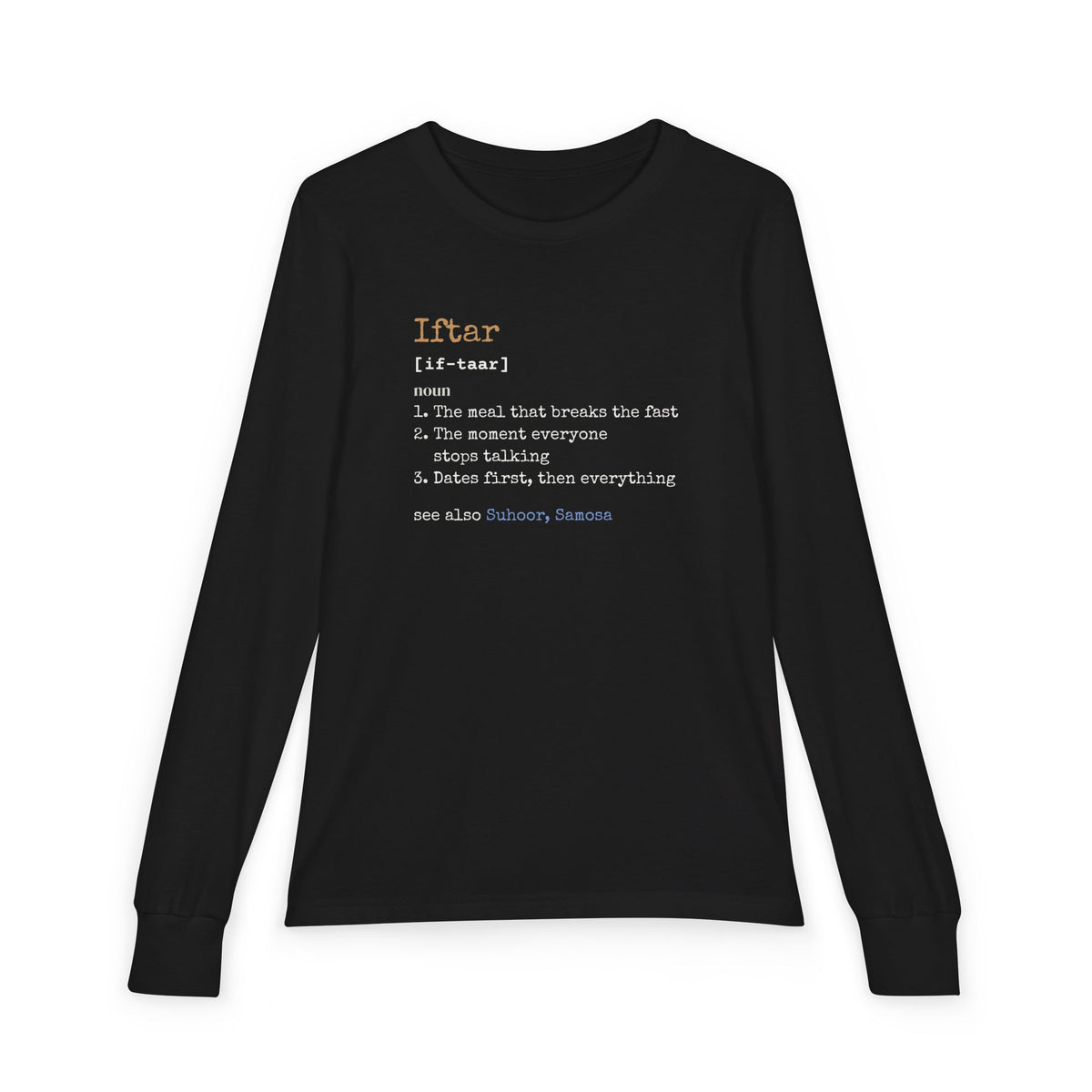 Iftar Definition Kids Kids Long Sleeve Shirt in Black – AdabStars
