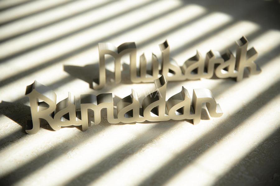 Celebration Blocks: Ramadan and Eid Mubarak Sign | 3 Piece Islamic Table Decor | Modern Muslim Home Accent | Ramadan Deco - Ramadan Eid Mubarak Marquee Style Signs
