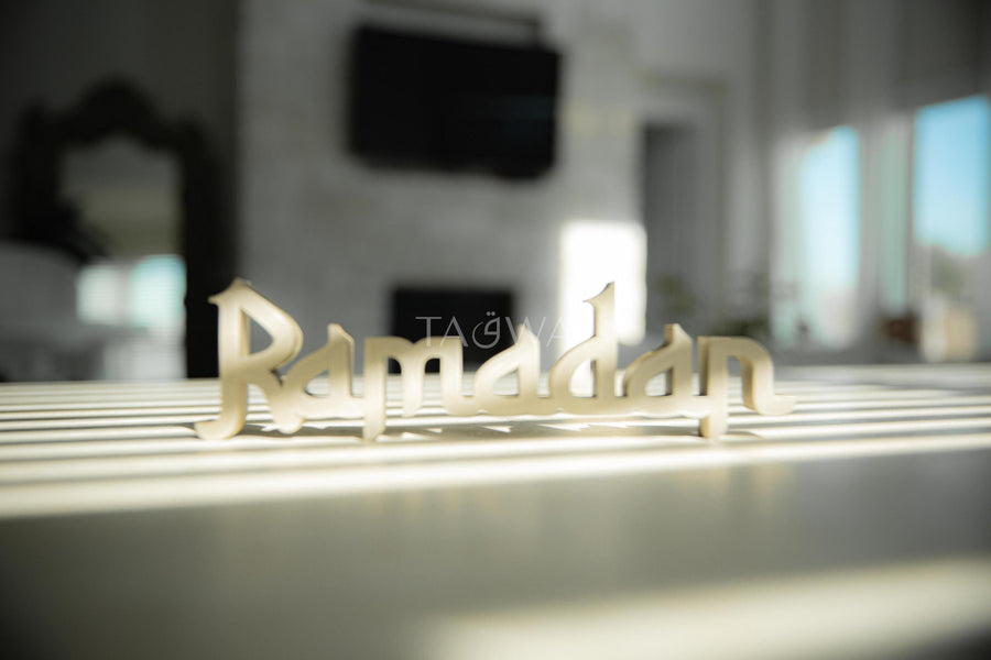 Celebration Blocks: Ramadan and Eid Mubarak Sign | 3 Piece Islamic Table Decor | Modern Muslim Home Accent | Ramadan Deco