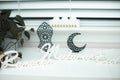 Ramadan and Eid Mubarak Table Top Sign - 3 Piece Cursive Set back view – Taqwa Arts