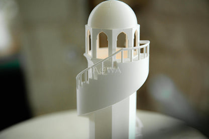 Mini Minaret Decor with Spiral Stairs – Islamic Table Decor, Minimalist Design