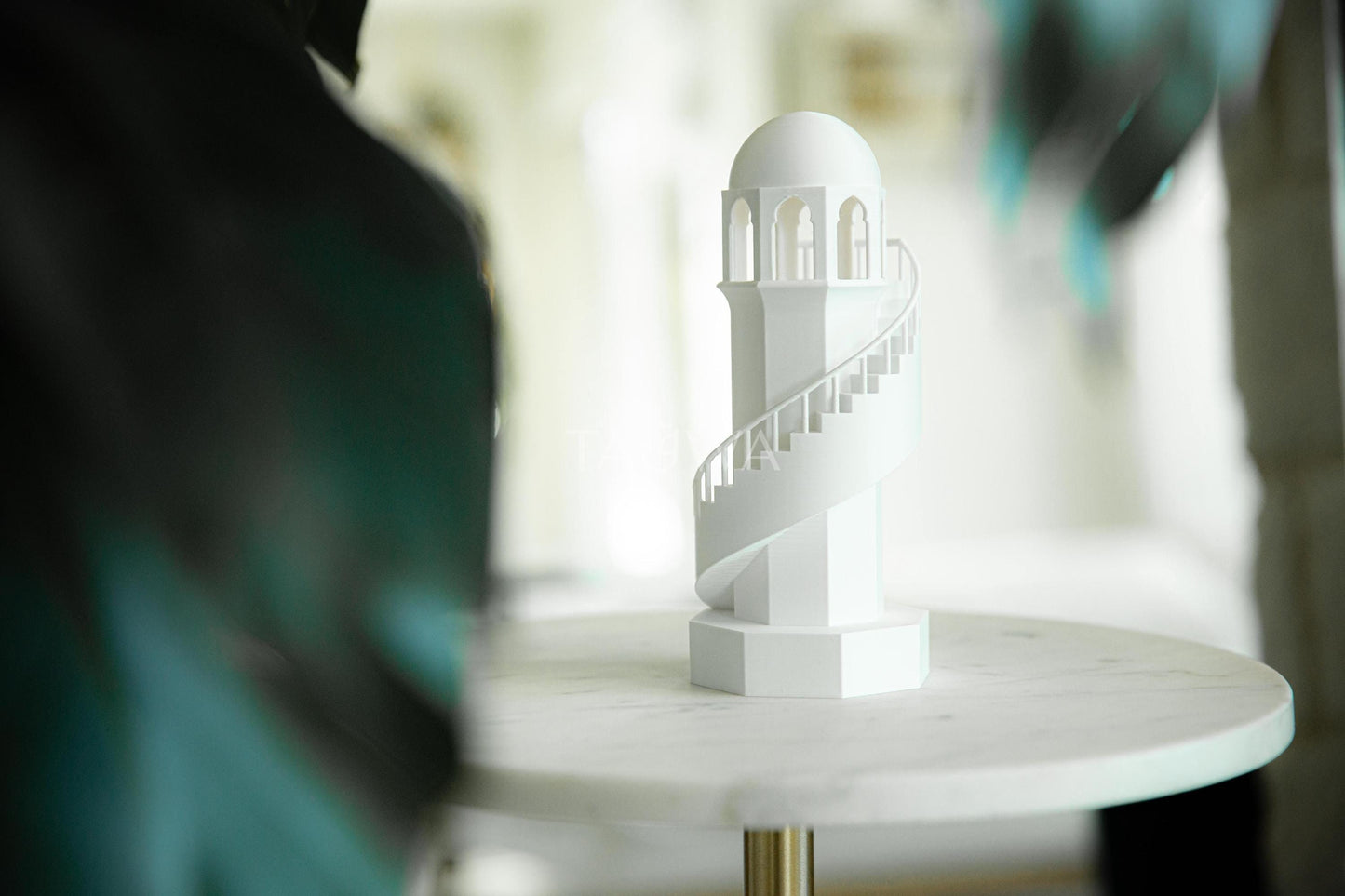 Mini Minaret Decor with Spiral Stairs – Islamic Table Decor, Minimalist Design