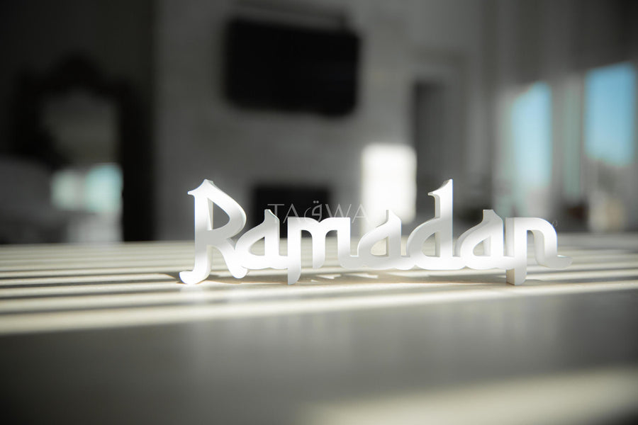 Celebration Blocks: Ramadan and Eid Mubarak Sign | 3 Piece Islamic Table Decor | Modern Muslim Home Accent | Ramadan Deco