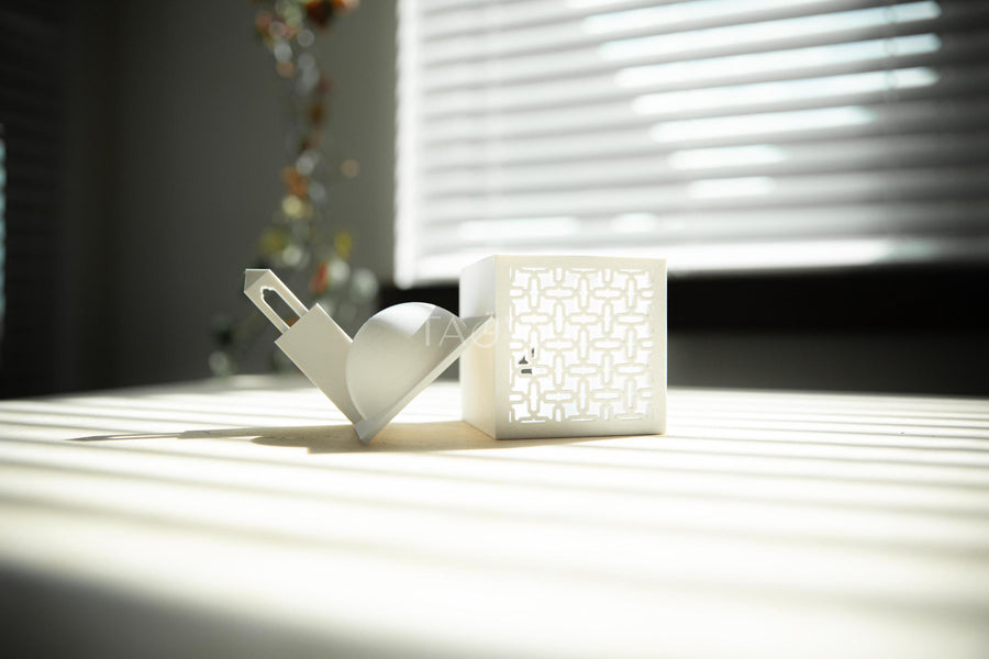 Ramadan Decor - Triangle Minaret Mosaic Lantern | Modern Mini Masjid Lantern with Dome and Minaret Lid | Simplistic Islamic Home Decor