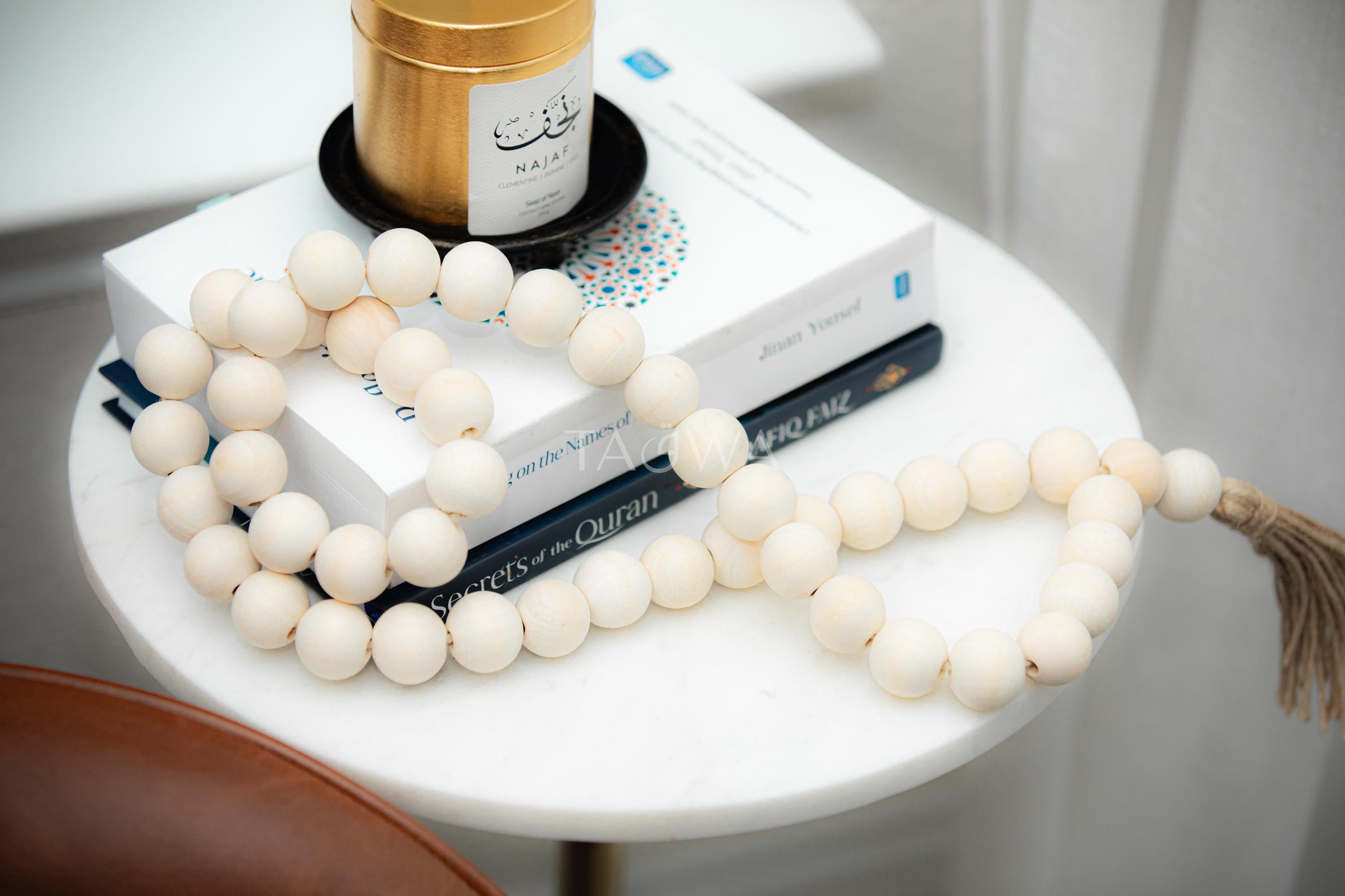 XL Boho Wood Bead Garland • Rustic Farmhouse Wall Decor • Giant Decorative Tasbih • Oversized Prayer Beads • Modern Islamic Home Decor