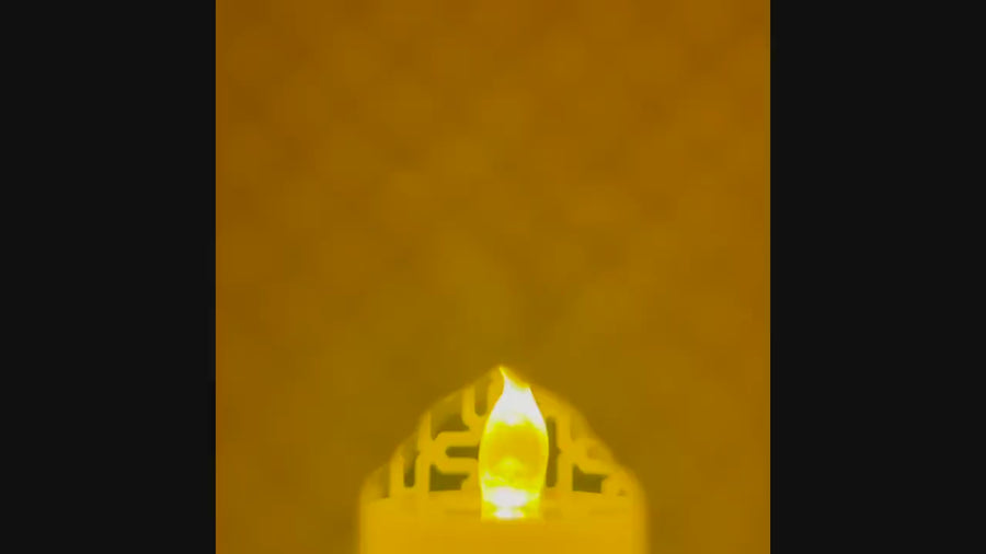 Ramadan Decor - Triangle Minaret Mosaic Lantern | Modern Mini Masjid Lantern with Dome and Minaret Lid | Simplistic Islamic Home Decor