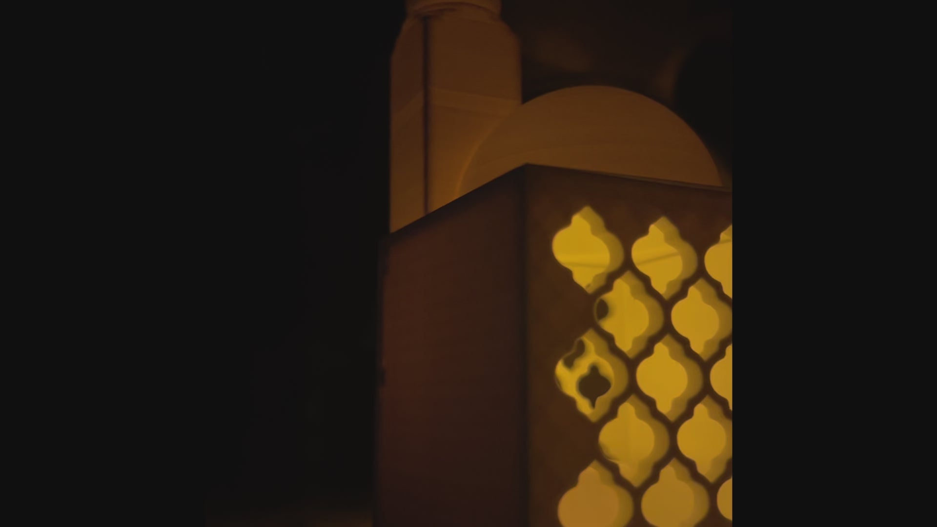 Trellis Oasis Lantern | Modern Mini Masjid Lantern with Dome and Minaret Lid | Ramadan Decor | Simplistic Islamic Home Decor | White & Gold