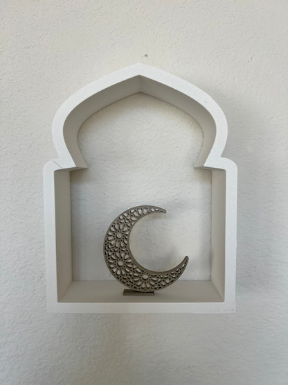 Tabletop Crescent Moon with Moroccan Design - Islamic Decor | Available in 3 Sizes